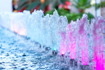 texture fountain with multi-colored illumination