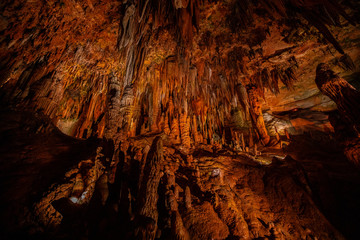Cave stalactites, stalagmites, and other formations at Luray Caverns. VA. USA.
