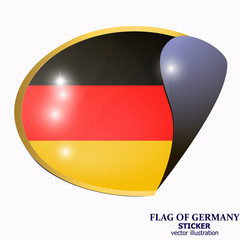 Happy Germany day sticker. Bright button with flag of Germany. Banner illustration with flag. Vector illustration.