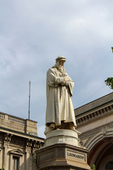The statue of Leonardo Da Vinci in Milan