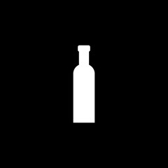 Wine bottle icon white silhouette isolated on black background. Vector illustration.