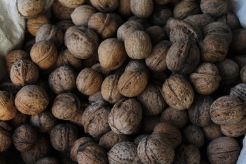 walnuts on wooden background