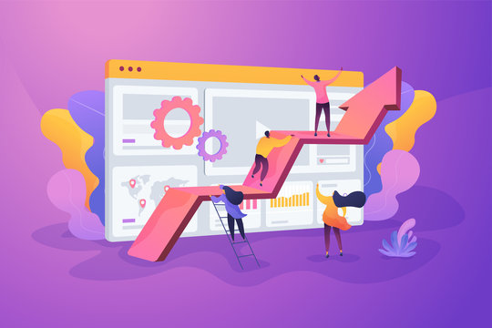 Challenge move for success, confidence winning competition, motivation goals achievement concept. Vector isolated concept illustration with tiny people and floral elements. Hero image for website.