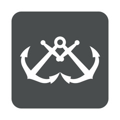 Obraz premium Icono plano con anclas cruzadas en cuadrado color gris