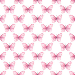 Pale pink butterfly seamless raster pattern