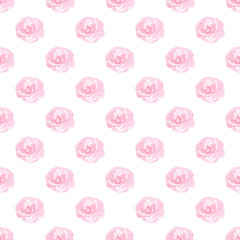 Naklejka premium Pink roses watercolor seamless pattern
