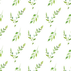 Tree branches watercolor seamless pattern