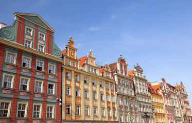 Fototapeta na wymiar Wroclaw. Historic tenement houses on the main square