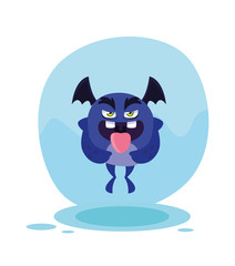 Purple monster cartoon design icon vector ilustration