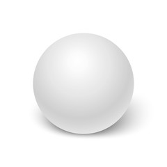 Realistic white sphere with shadow isolated on white background. 3d ball or orb. Mock up template for your design. Concept for advertising or presentation.