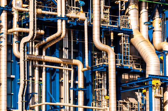 Industrial scene: refinery piping details