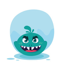 Blue monster cartoon design icon vector ilustration