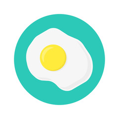 scrambled eggs on blue round background, vector