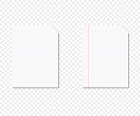 sheets of striped paper on transparent background