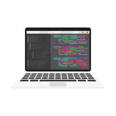 work coding and programming on a laptop