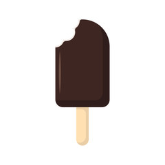 bitten chocolate ice lolly in flat style