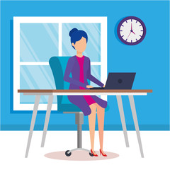woman working in the office vector illustration