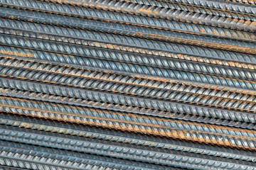 grunge background: steel reinforcement, short focus