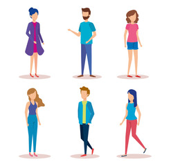 group of young people characters vector illustration design vector illustrator