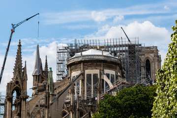 Repairs to cathedral in Paris, France
