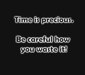 quote with the words - Time is Precious be careful how you waste it