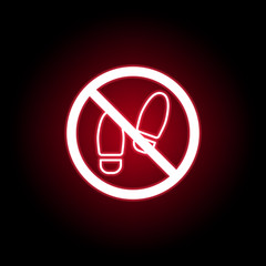 Forbidden  footprint icon in red neon style. Can be used for web, logo, mobile app, UI, UX