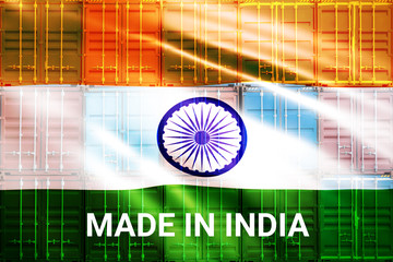 Trade war , Made in INDIA smart logistic concept. Shipping Cargo business Container import and export company for Logistics and Transportation. Factory export from INDIA.