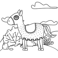 Medieval horse of fairytale design vector illustration