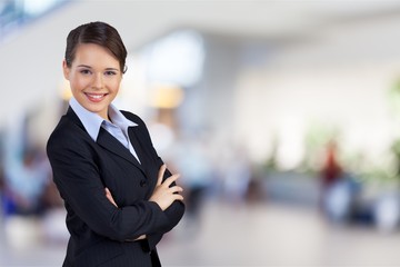 Mature confident Businessman on background