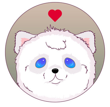 White bear head icon. Kawaii vector illustration