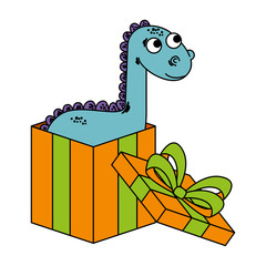 cute diplodocus in giftbox present