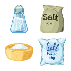 Isolated object of salt  and food sign. Collection of salt  and mineral  vector icon for stock.