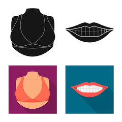 Vector illustration of body and part logo. Collection of body and anatomy vector icon for stock.