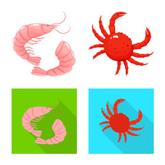 Isolated object of fresh  and restaurant sign. Collection of fresh  and marine   vector icon for stock.