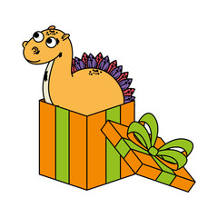 cute diplodocus in giftbox present