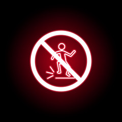 Forbidden jumping icon in red neon style. Can be used for web, logo, mobile app, UI, UX