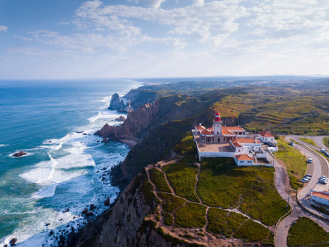 Aerial view of lighthouse at Cabo da Roca
