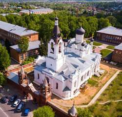 Fototapeta na wymiar Aerial view of Holy Trinity Mariinsky Convent at city Yegorievsk. Russia