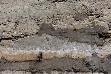 wall of concrete and brick with plaster texture