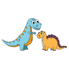 cute tyrannosaurus and diplodocus characters