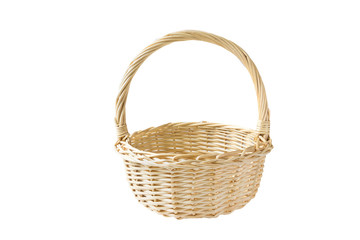 Fototapeta na wymiar Empty bamboo basket isolated on white background.