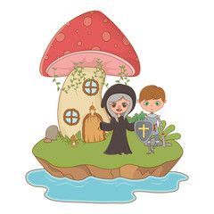 Obraz na płótnie Canvas Mushroom and character of fairytale design vector illustration