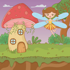 Mushroom and character of fairytale design vector illustration