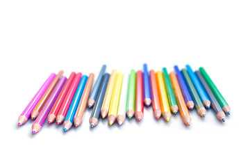 Line of colored pencils