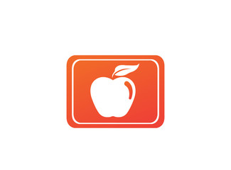 Apple with green leaf logo design illustration in the shape icon