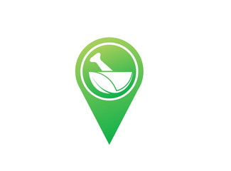Pharmacy bio and naturel recipe logo design illustration in the shape