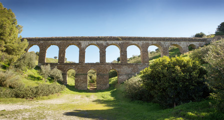 Almunecar aqueduct set in landscape