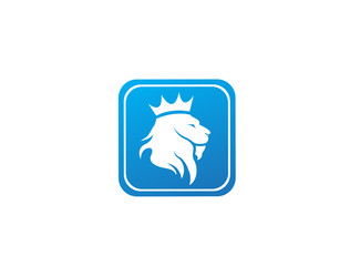 Lion head and crown in the top logo design, animal king symbol in the shape