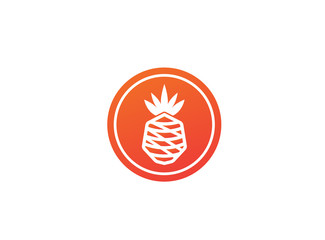 ananas fruit in a shape, pineapple for logo design illustration