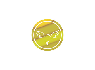 Phoenix flying bird and eagle open wings Logo Design illustration in the shape